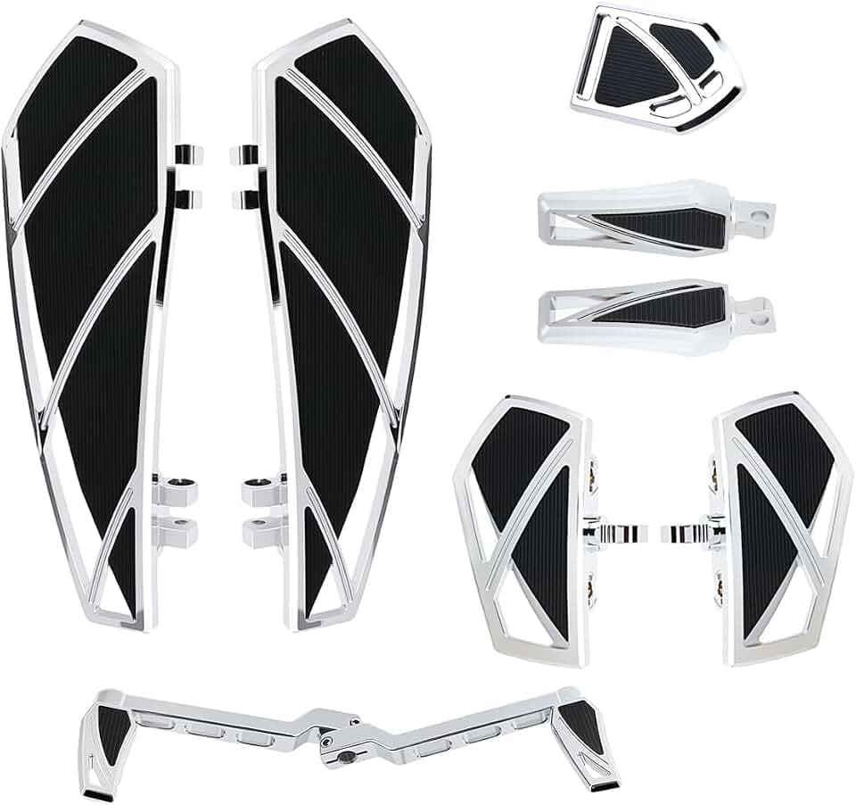 Motorcycle Floorboards Footpegs Shifter Peg Pedal Kit Compatible With For Harley Touring Softail Street Road Glide FLTR FLHX (Chrome)