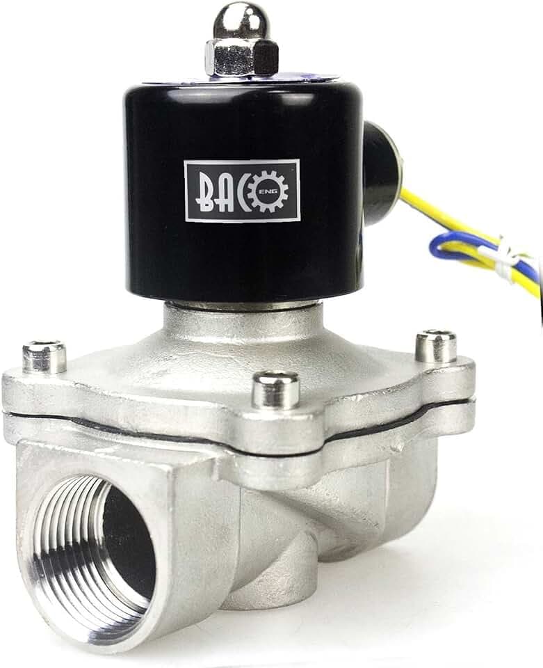 BACOENG AC230V 1" Edelstahl Elektrisches Magnetventil Wasser Gas NC(1/2" 3/4")