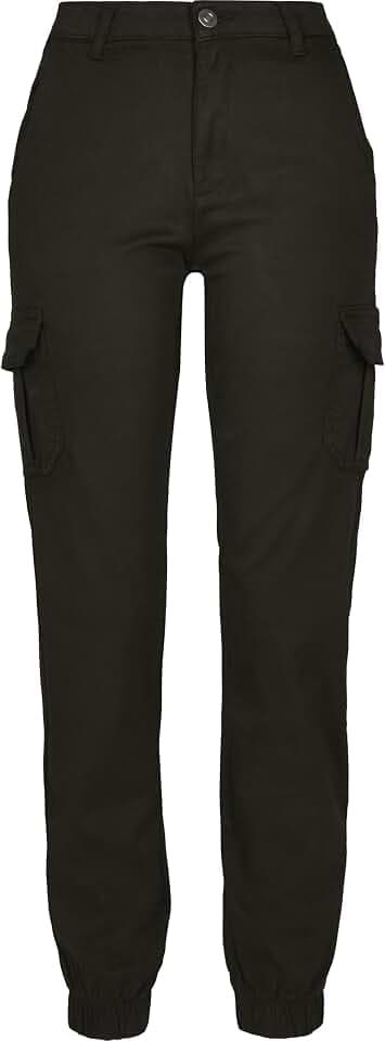 Urban Classics Ladies High Waist Cargo Pants Frauen Cargohose schwarz Basics, Festival, Streetwear