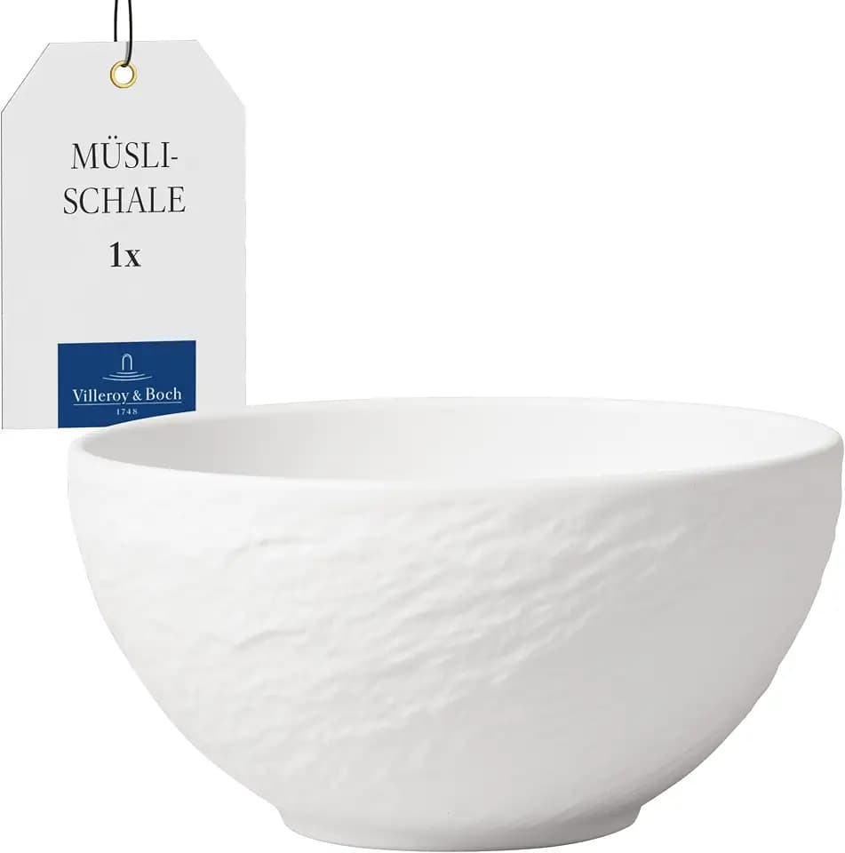 Villeroy & Boch - Manufacture Rock Blanc Müslischale 14 cm Weiß, Spülmaschinenfest, Mikrowellensicher, Schälchen, Kleine Schüssel für Müsli, Snacks oder Dips, Schale, Bol, Geschirr, Premium Porzellan