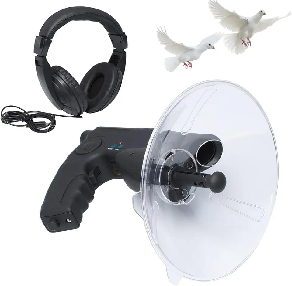 Richtmikrofon Parabolmikrofon Abhörgerät, 8-200 Meter Monokulare mit 8-Facher Vergrößerung, mit Kopfhörer Aufnahmefunktion für Vogelbeobachtung, Tiere Beobachten