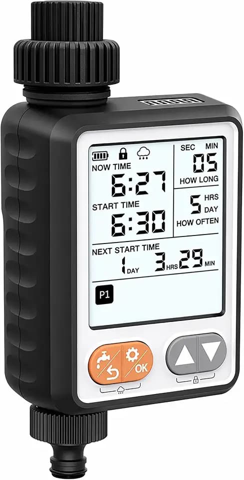 Hose Timer, Digital Sprinkler Timer for Garden Hose, 10 Independent Watering Programs, Large LCD Display, Rain Delay & IP54 Waterproof Outdoor Faucet Water for Lawn Yard Vegetable Garden