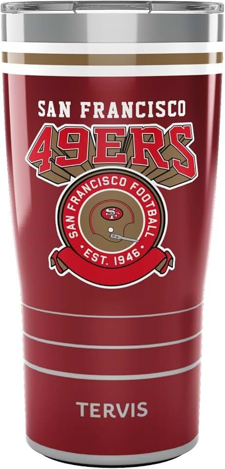 Tervis Traveler NFL San Francisco 49ers - Vintage Triple Walled Insulated Tumbler Travel Cup Keeps Drinks Cold & Hot, 20oz, Stainless Steel