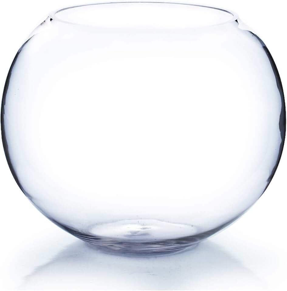 WGV Large Bowl Glass Vase, Diameter 12", Height 10", (Multiple Sizes Choices) Clear Round Bubble Vase Jar, Floral Planter Terrarium for Wedding Event Home Decor, 1 Piece (VBW1210)