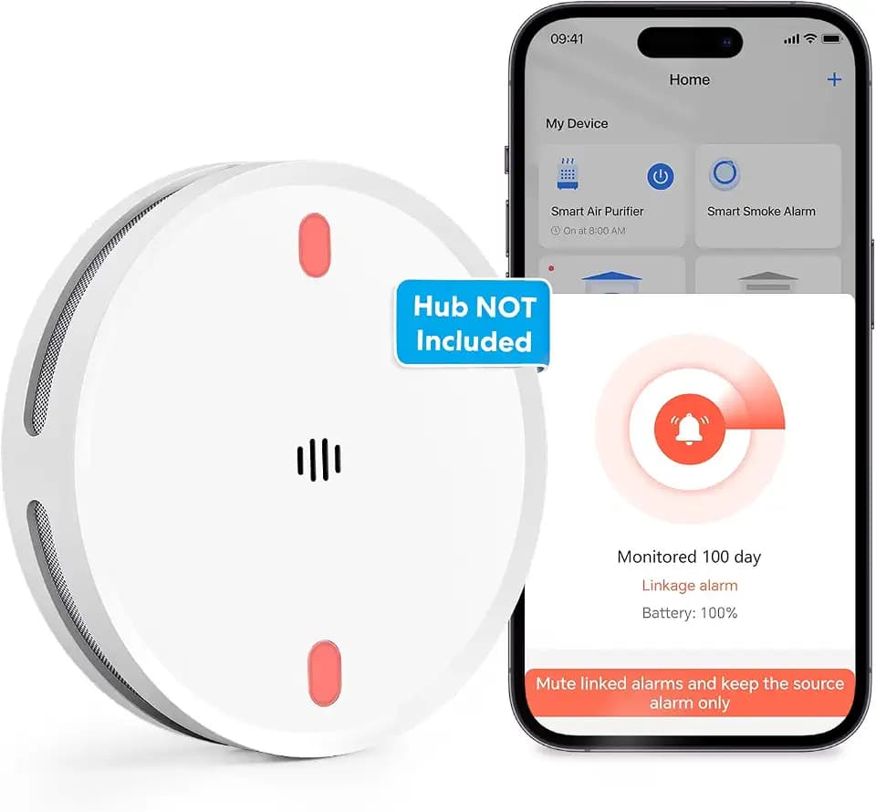 Meross WLAN Rauchmelder Vernetzter, Smart Feuermelder, Hub erforderlich