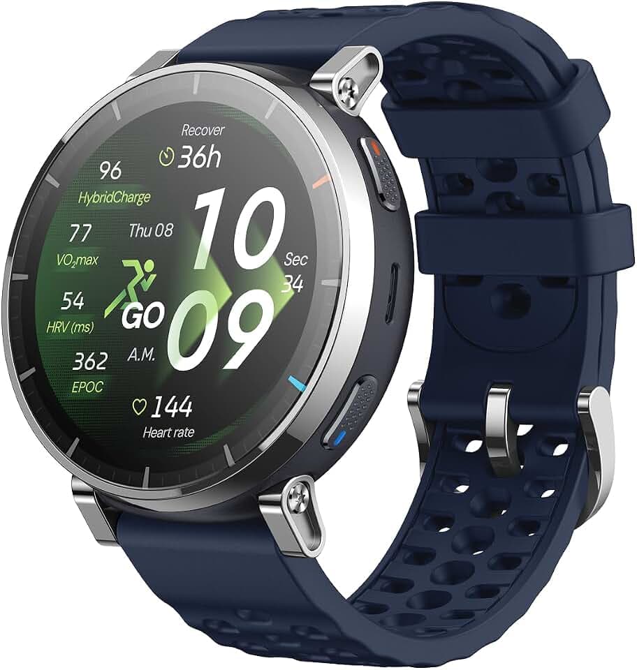 Amazfit Active 3 Premium 45mm GPS Lauf-Smartwatch, 1,32" AMOLED Saphir-Display, 12 Tage Akku, 4GB, NFC, Offline-Karten, 170+ Trainingsmodi, 5 ATM, Herzfrequenz- & Fitness-Tracker für Android & iPhone