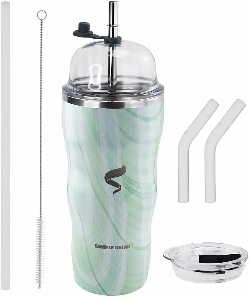 20 oz Insulated Tumbler, Straw and Flat Lids,Jelly Green