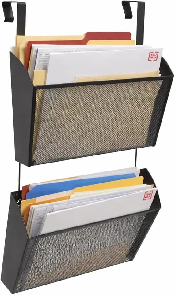Staples TRU RED Mesh Letter Wall File, 1 - Pocket Hanging Organizer, Black, 2-Pack - Wall - Mounted Office, Door and Cubicle File Holder