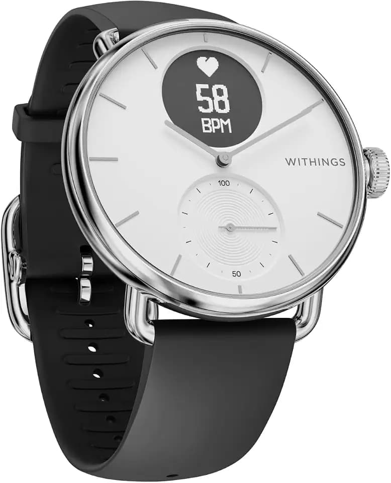 Withings ScanWatch - Hybrid Smartwatch mit EKG, Herzfrequenzsensor & Oximeter, Multisport Hybrid Smartwatch Herren/Damen, 30-Tage Akkuladung, Aktivitäts- & Schlaftracking, Android/iOS kompatibel