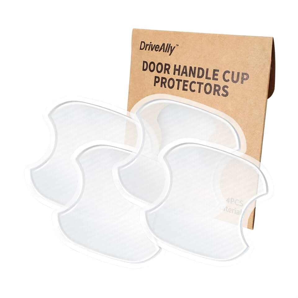 4Pcs Silicone 3D Carbon Fiber Texture Car Door Handle Cup Protectors Paint Scratch Protector Sticker Vehicle Exterior Accessories Sticker 1.5mm Thick Scratch Guard Sticker Semi-Transparent M