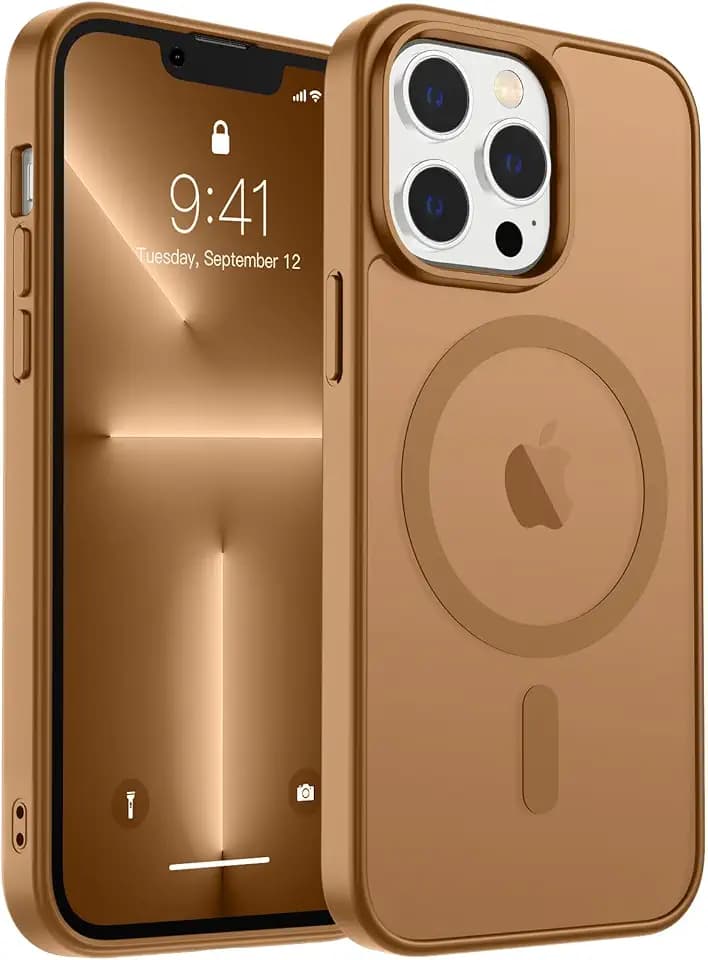 zapica Magnetic for iPhone 13 Pro Max Case, Brown
