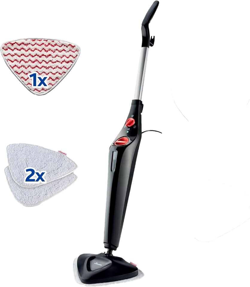 Vileda Steam Plus Dampfreiniger mit PowerPad und 2 Mikrofaser-Ersatzpads