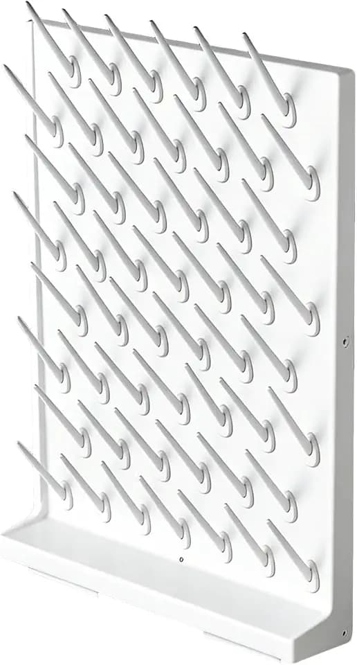 Lab Drying Racks for Lab Glassware and Bottles Wall Mounted Test Tube Dryer Detachable PP Lab Rack White (Large 52pegs)