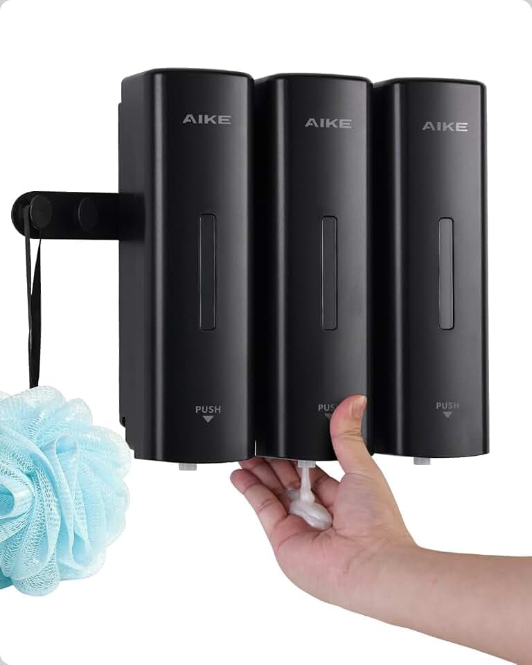 AIKE EasyPush Wandmontage Shampoo Spender für Dusche, Spart Platz, Dreifach