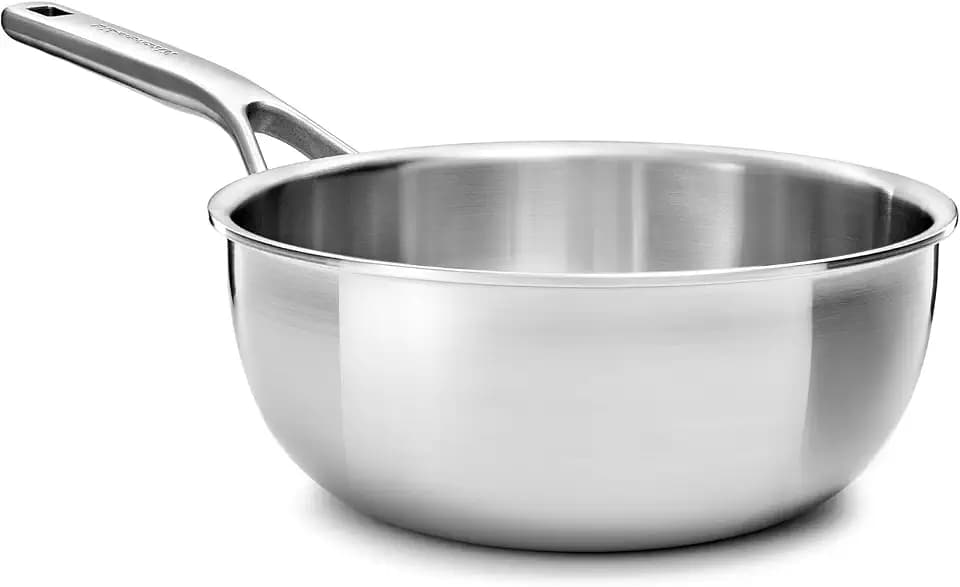 KitchenAid MultiPly 3PLY Stainless Steel PFAS-freie Kochpfanne, 20 cm/2,36 L, Dreifach, Multiclad, Induktion, Backofenfest bis 220°C, Spülmaschinenfest, Silber
