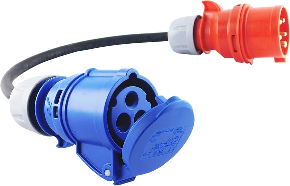NWP Adapter CEE Kupplung 230V 16A auf CEE Stecker 400V 16A - 3x2,5mm² Gummischlauchleitung - IP44 - Für Camping, Caravan, Boot, Märkte, Außenbereich