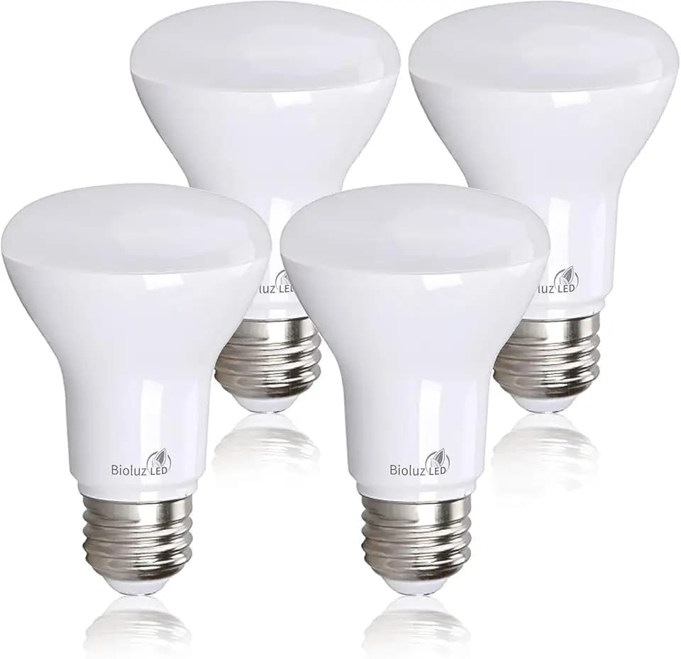 Bioluz LED 4 Pack BR20 LED Bulbs Indoor Flood Light R20 Dimmable High CRI 3000K Soft White, 50 Watt Equivalent Uses 7W, 540 Lumens UL Listed FCC RoHS Compliant