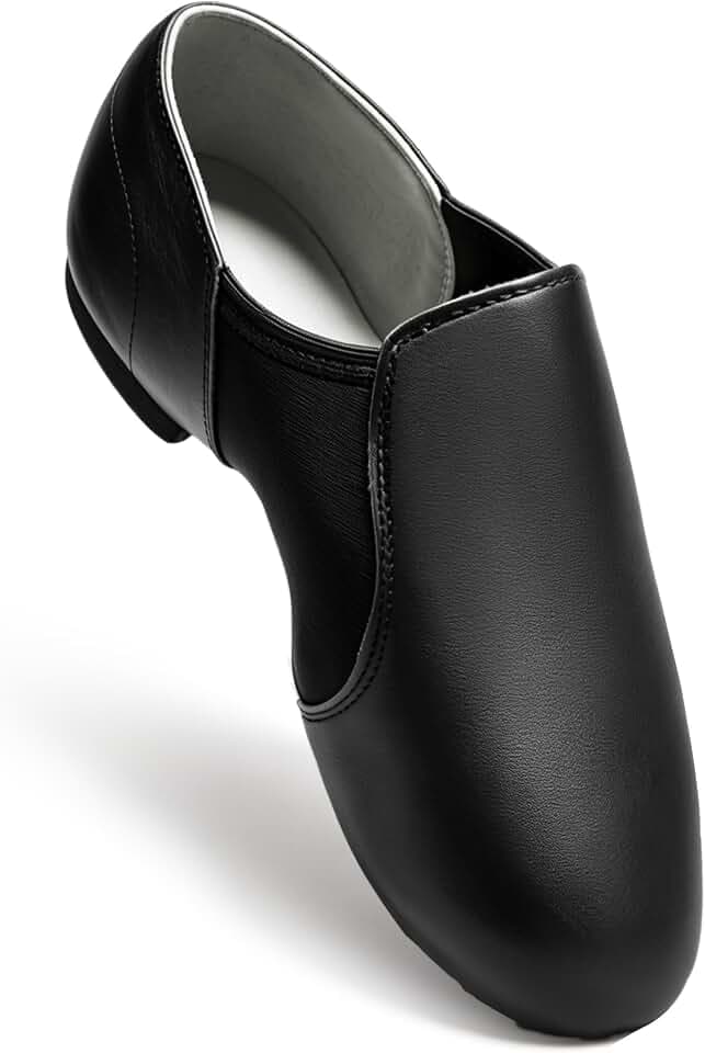 Jazz Shoes Neo-Flex Slip on Soft Leather Jazz Shoes Modern Split Sole Dance Shoes for Men and Women Black