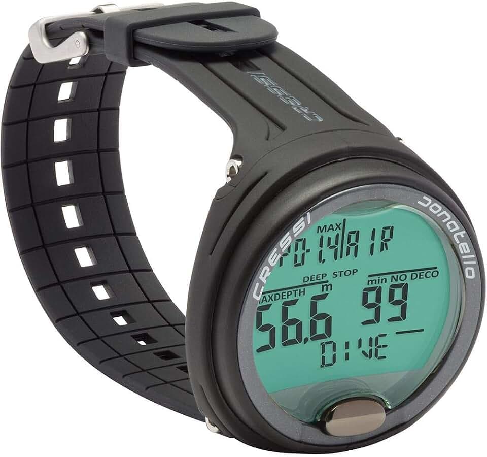 Cressi Donatello Tauchcomputer – Luft- und Nitrox-Modus, Apnoe- und Gauge-Modus – 150 Meter wasserdicht, Hochkontrast-Display – Benutzerwechselbare Batterie, Deep Stop, CNS-Sauerstoffanzeige