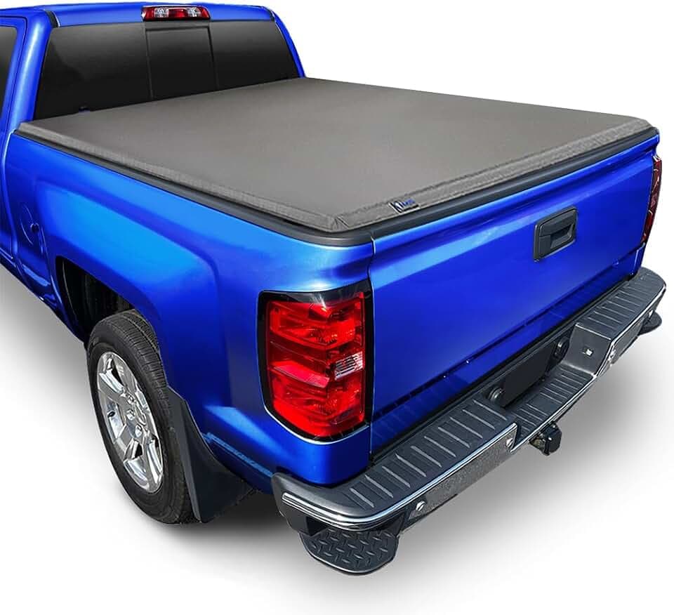 Tyger Auto T3 Soft Tri-Fold Truck Bed Tonneau Cover Compatible with 2007-2013 Chevy Silverado / GMC Sierra 1500; 2007-2014 2500 HD 3500 HD | Fleetside 8' Bed (97") | TG-BC3C1005 , Black