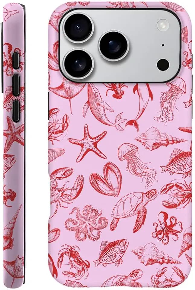 DAIZAG Case Compatible with iPhone 18 Pro/iPhone 17 Pro,Durable Shock Protection Cover for Girl Women,Octopus Jellyfish Turtle Seashell
