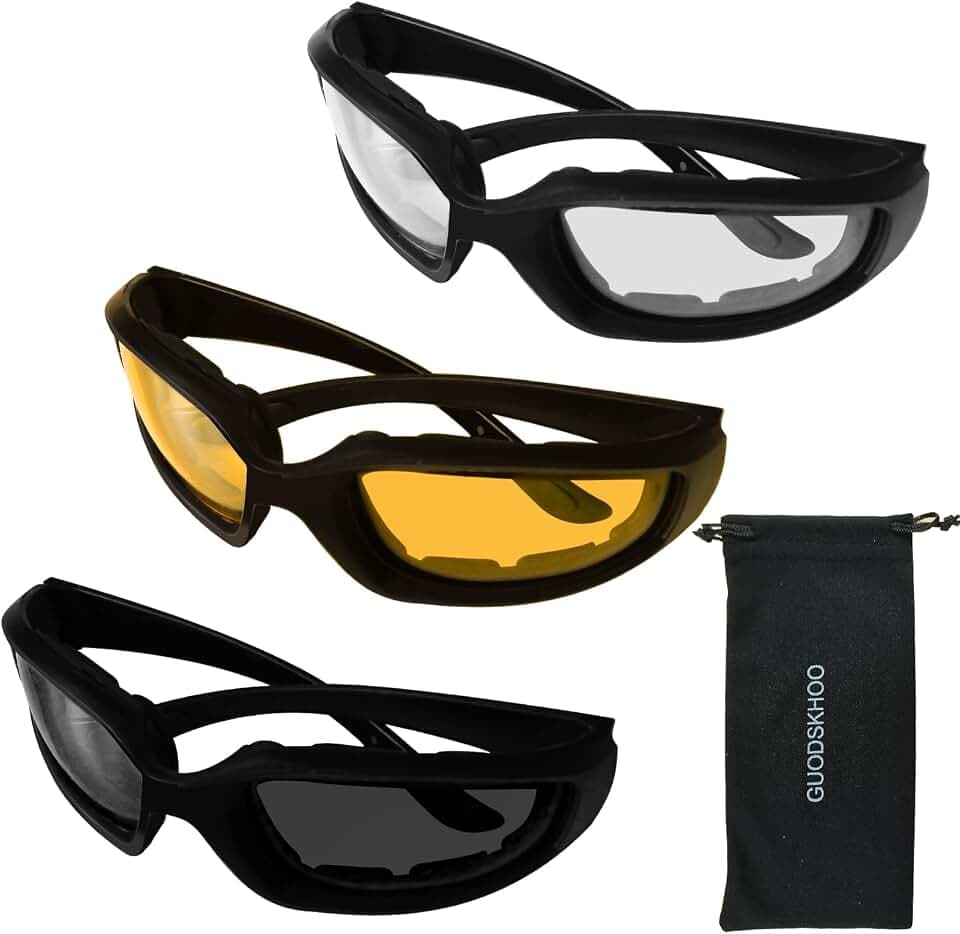 3 Stück Fahrrad-Sonnenbrille für Damen und Herren, winddicht, Nachtsicht Motorrad Reitbrille für Outdoor Sports