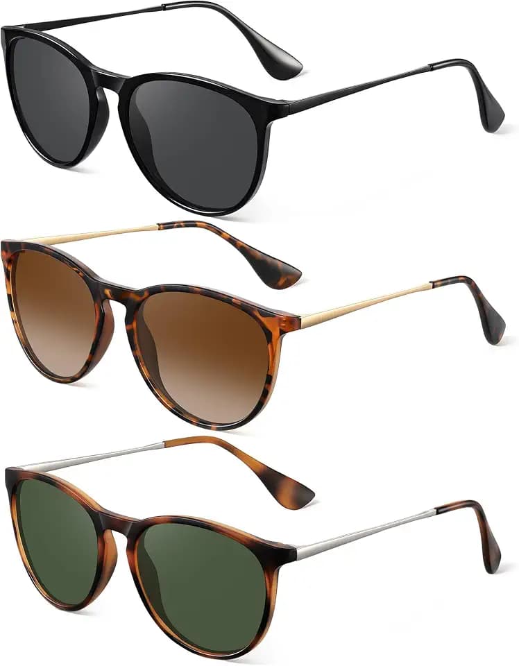 Polarized Sunglasses for Women Men- Vintage Round Sun Glasses Retro Trendy Style with UV Protection Lightweight Frame