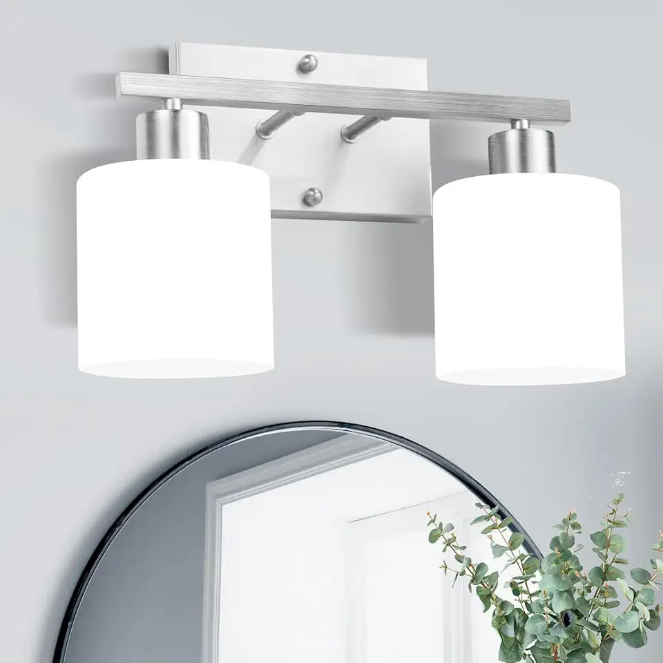 SILAMPDI 2-Light Bathroom Vanity Light Fixtures Over Mirror Brushed Nickel