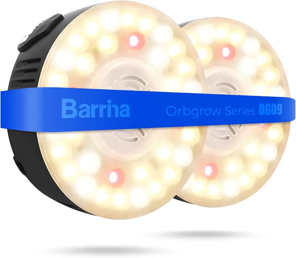 Barrina OG09 Puck Grow Light, 18W(2 x 9W), 660nm Red LEDs, 2 Packs, Black