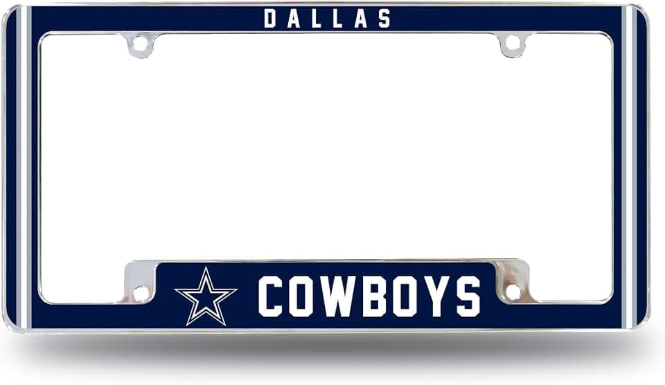 Rico Industries NFL Dallas Cowboys Alternate 12" x 6" Chrome All Over Automotive License Plate Frame for Car/Truck/SUV