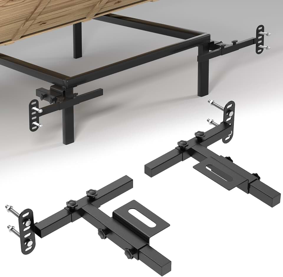 Universal Adjustable Headboard Brackets for Metal Bed Frame - Upgrade Movable Design, Heavy Duty Steel Welded Bed Frame Brackets, Footboard Extension Kit for Twin/Full/Queen/King