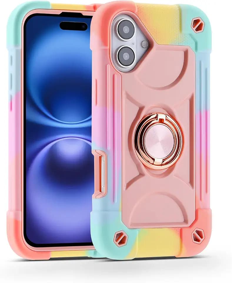 MARKILL Compatible with iPhone 16 Plus Case 6.7 Inch with 360 Degree Rotate Ring Stand, Military Grade Drop Protection Full Body Rugged Protective iPhone 16 Plus Case Kids
