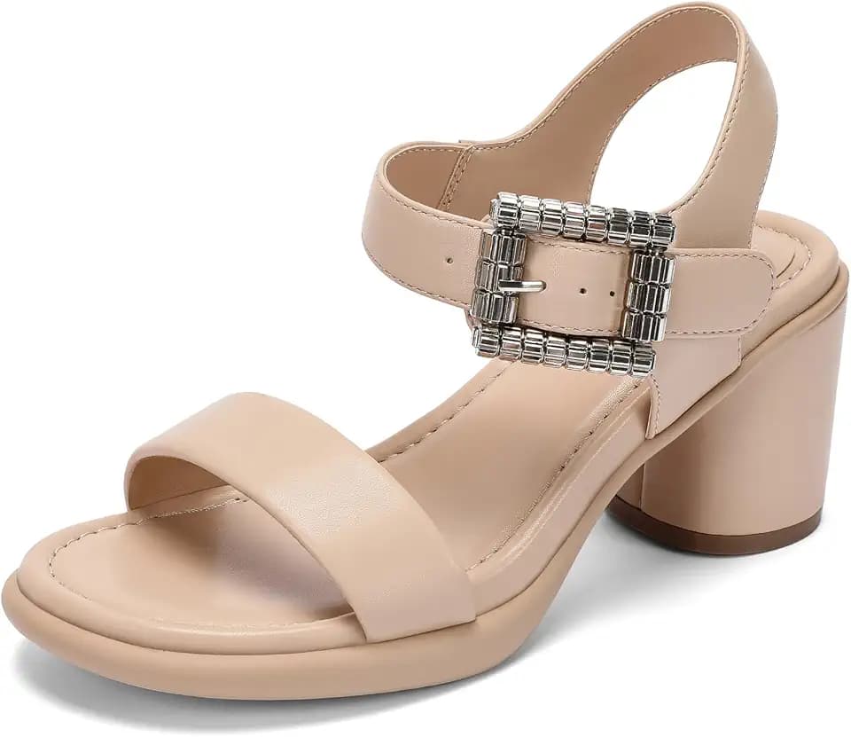 DOBOLIN Women's Wide Width Heeled Sandals with Block Heels