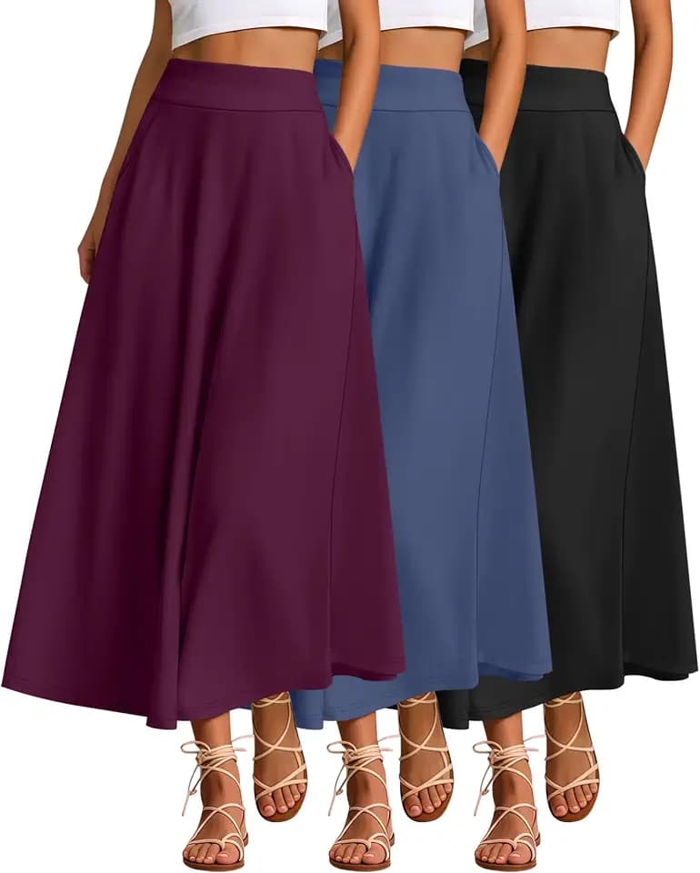 Ficerd 3 Pack Maxi Long Skirts for Women