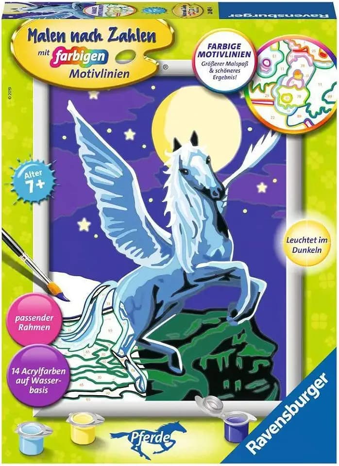 Ravensburger Malen nach Zahlen 28489 - Pegasus im Mondschein - Für Kinder ab 7 Jahren