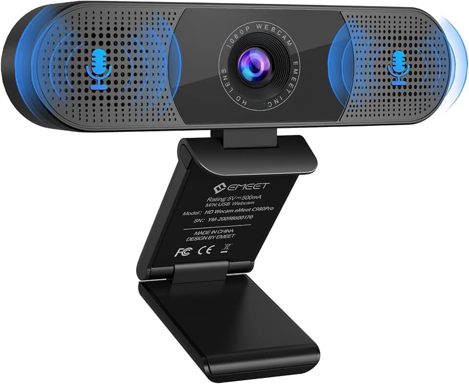 EMEET C980 Pro 1080P Webcam mit Lautsprecher & Mikro, 3-in-1 für Teams