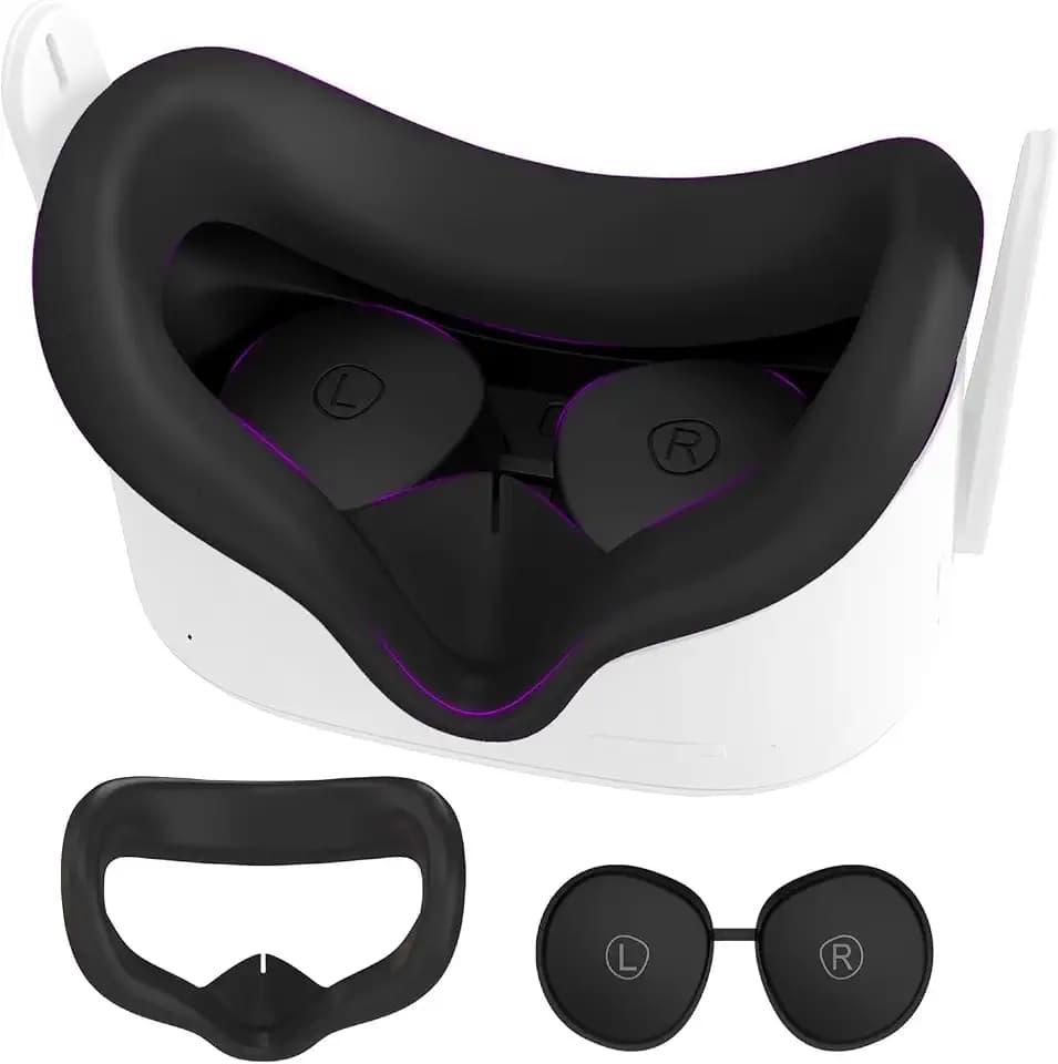 Silicone Face Cover for Meta Quest 2 Standard Facial Interface with Lens Cover Washable Vr Covers for Oculus Quest 2 Accessories Silicone Cover Only, Plastic Interface NOT Included