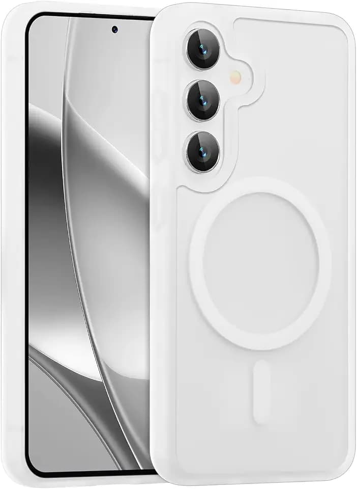 RALEAVO for Samsung Galaxy S24/S25 Case Strong Magnetic Matte Case,White