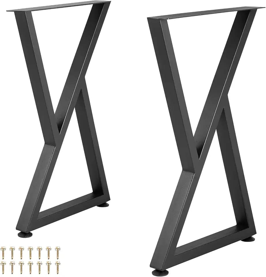 VEVOR Tischbeine, 71,1 x 45,7 cm Tischkufen, 2er-Set, robuste Bankbeine, Z-förmige Tischfüße aus Metall, Tischgestell aus Schmiedeeisen, Heimwerker-Möbel für Esstisch mit Gummi-Bodenschonern, Matte