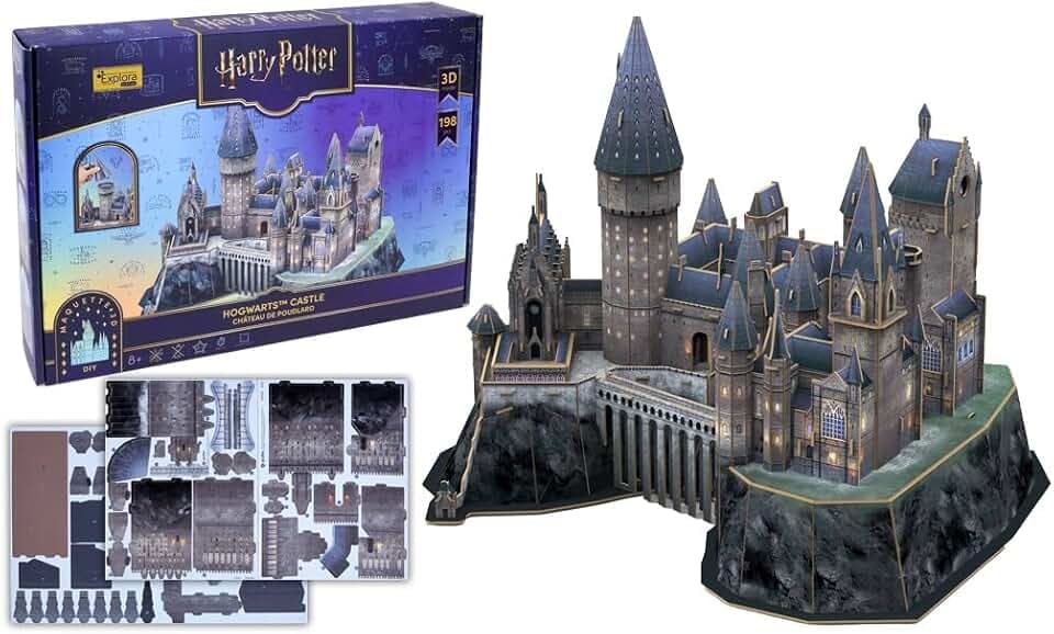 EXPLORA - Schloss Hogwarts - Offizielle Harry Potter Lizenz - 3D Puzzles - 540302-197 Teile - Kein Kleber oder Schere - Baukasten - Geschenk - Modell - Ab 8 Jahren