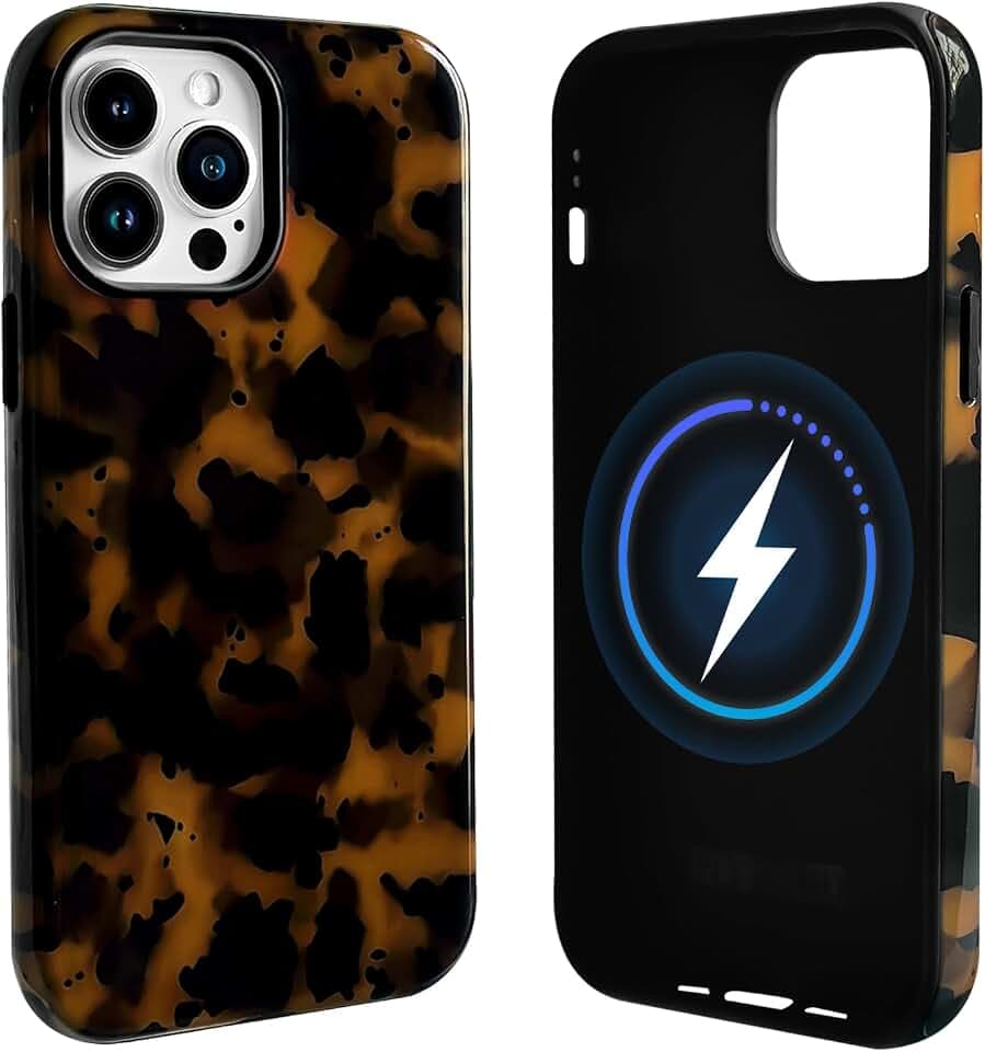 NITITOP Magnetisch Hülle für iPhone 14 Pro Max Süße Leopard, Schwarz