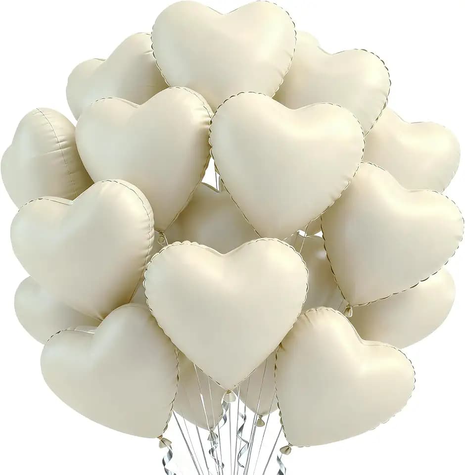 30 Stück 45,7 cm cremeweiße Herzballons in Herzform, Mylar-Ballons, Dekoration für Geburtstag, Valentinstag, Hochzeit, Brautparty, Jahrestag, Verlobung, Partyzubehör