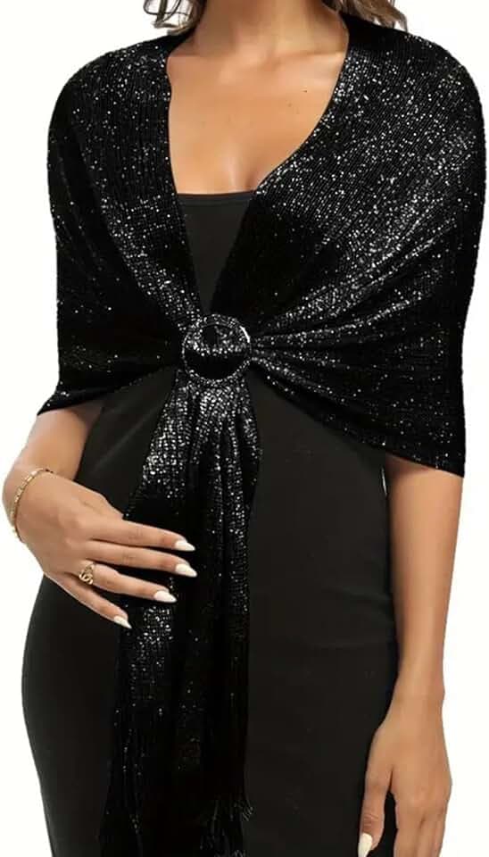 Glitzernde Metallic-Schals und -Wraps mit Schnalle Schals und Tücher für Frauen Gold Silber Schwarz Rot Schal Abend Tücher und Schals für Abendkleider Hochzeitsparty