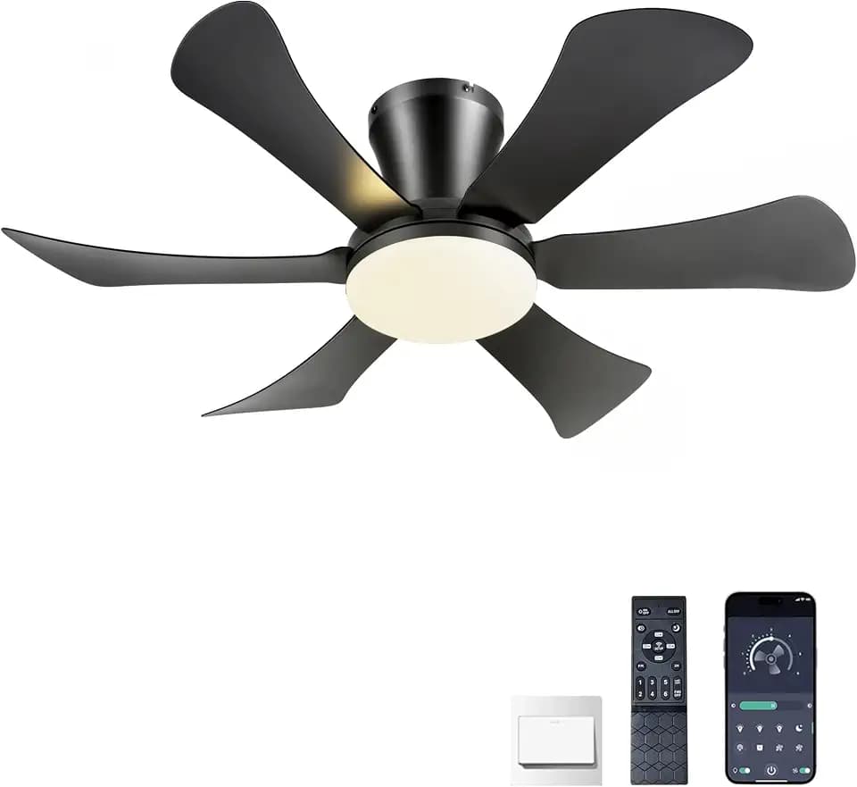GJeg Ceiling Fans with Lights,36" Low Profile Ceiling Fan （Black）