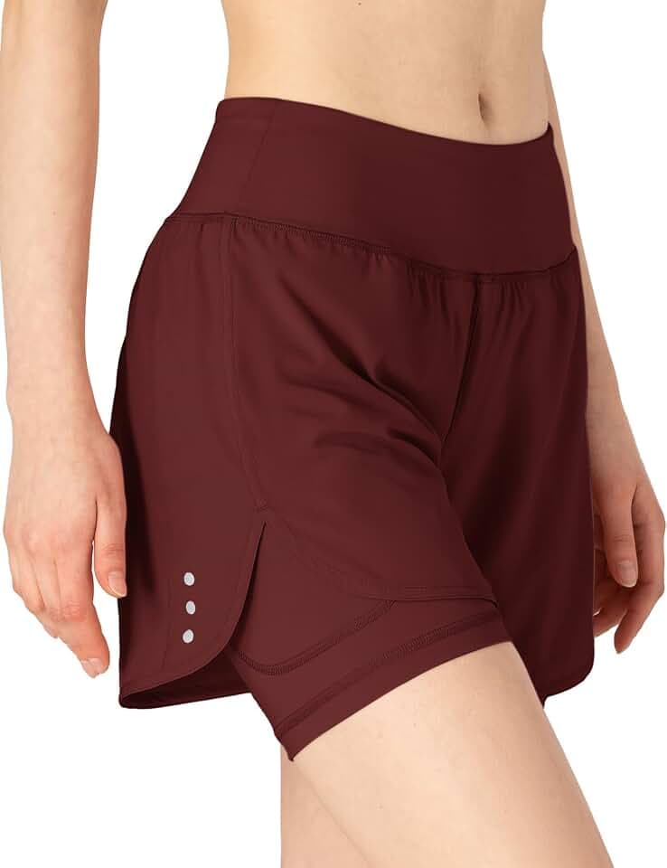 donhobo Damen Sommer Sport Shorts 2 in 1 Schnell Trocknend Laufshorts Fitness Yoga Jogging Sport Shorts