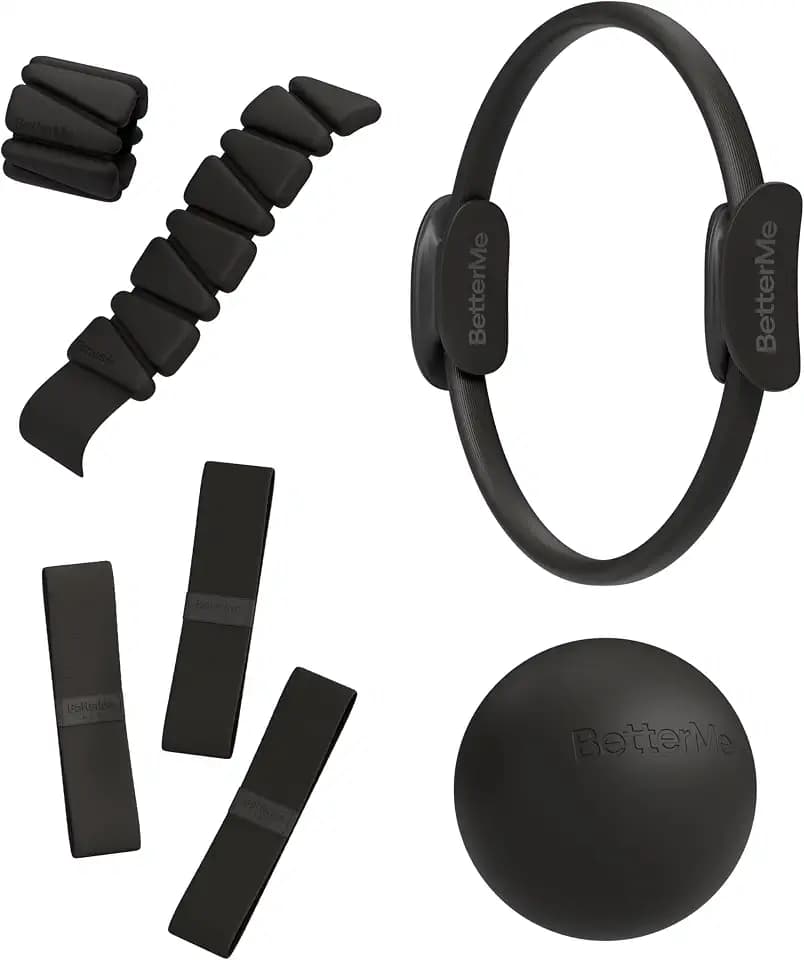 BetterMe Bubble Butt Kit – Pilates Ring, Weight Bands, Soft Ball & Loop Bands – Glute Training Pilates Kit for Women – Home Workout Pilates Equipment Set