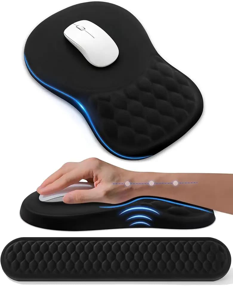 Ergonomic Wrist Support Set for Keyboard and Mouse, Sloped Mouse Pad