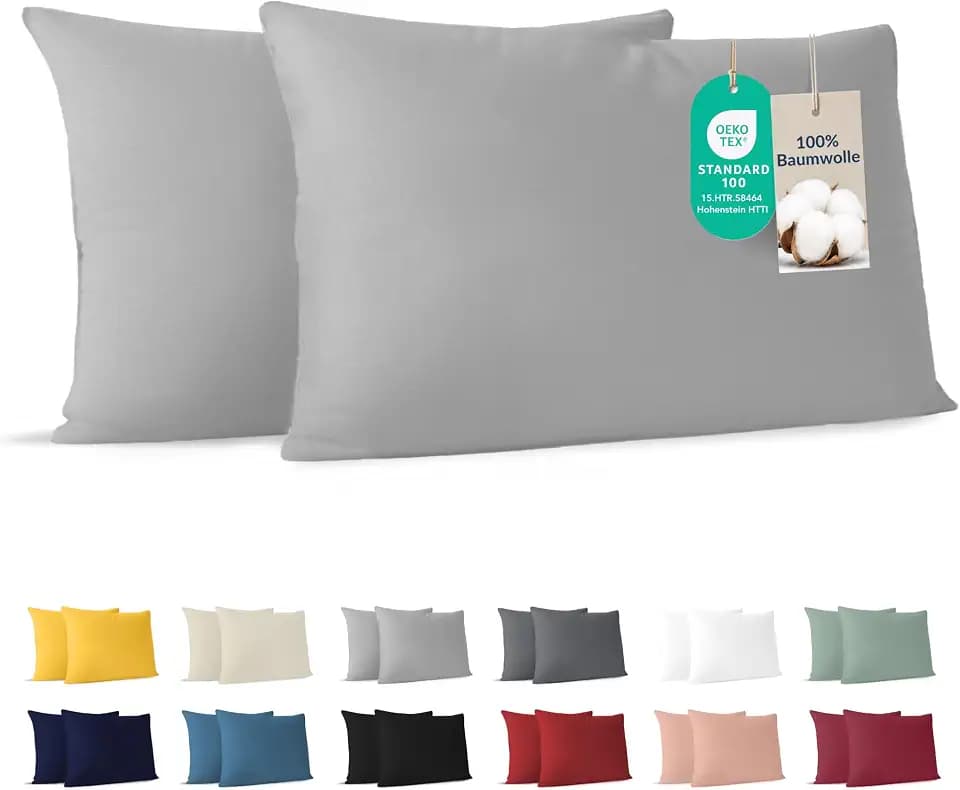 Dreamzie - Kissenbezug 30x50cm - 2er Set - 100% Baumwolle - Grau
