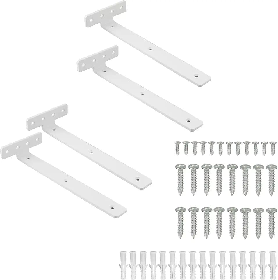 Mooche Regalhalterung Metallwinkel, Wandhalterung Regalwinkel, Weiß, 25 cm
