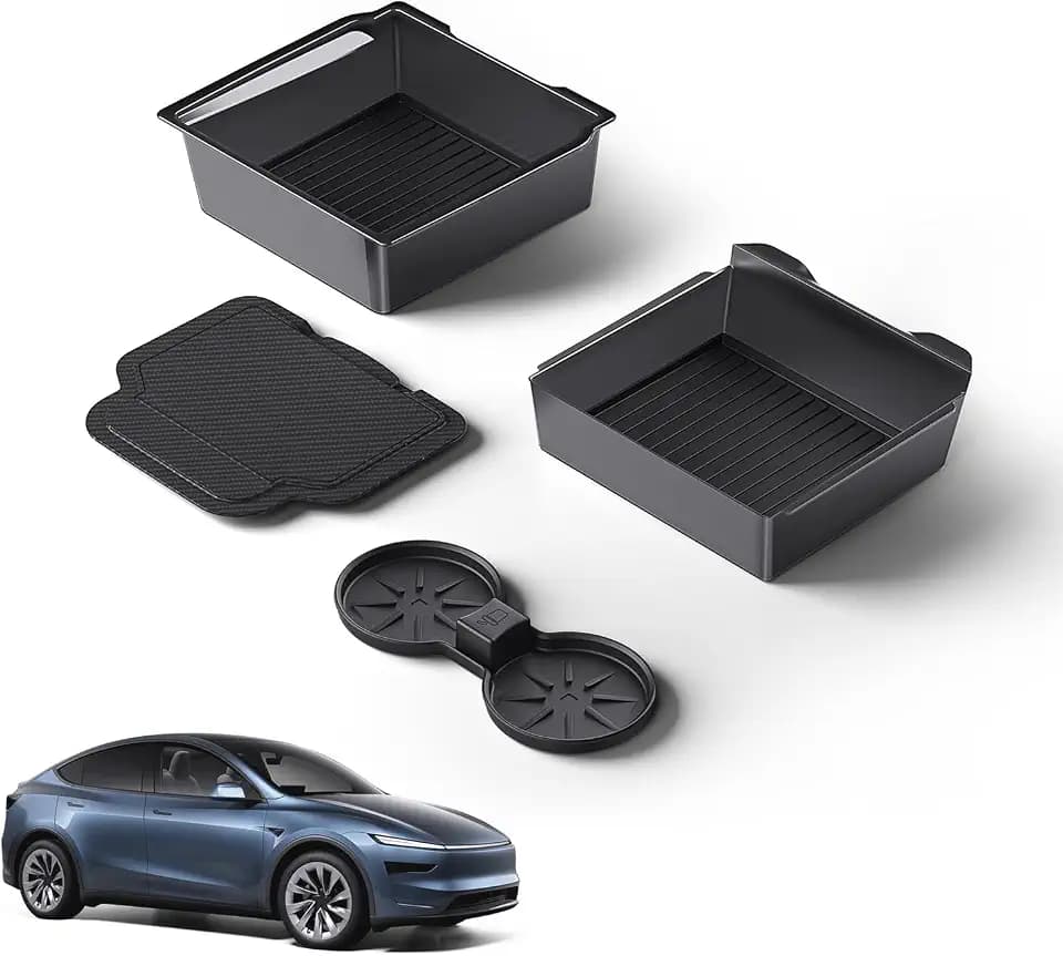 Tesla New Model Y Juniper & Model 3 Center Console Organizer (Dual-Layer Storage, Smooth Sliding) – Compatible with Model 3 (2024-2025) / New Model Y Juniper Accessories